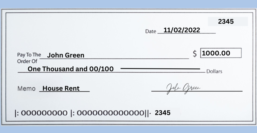 Sample check : How to Write a Check for 1000 Dollars