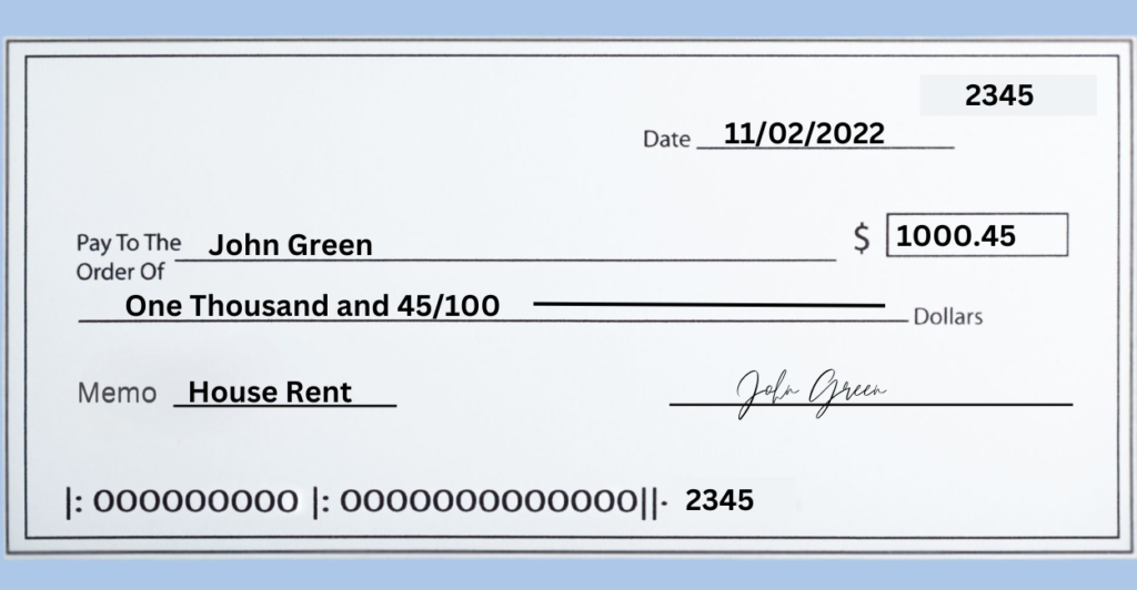 How to Write a Check for 1000 Dollars with cent